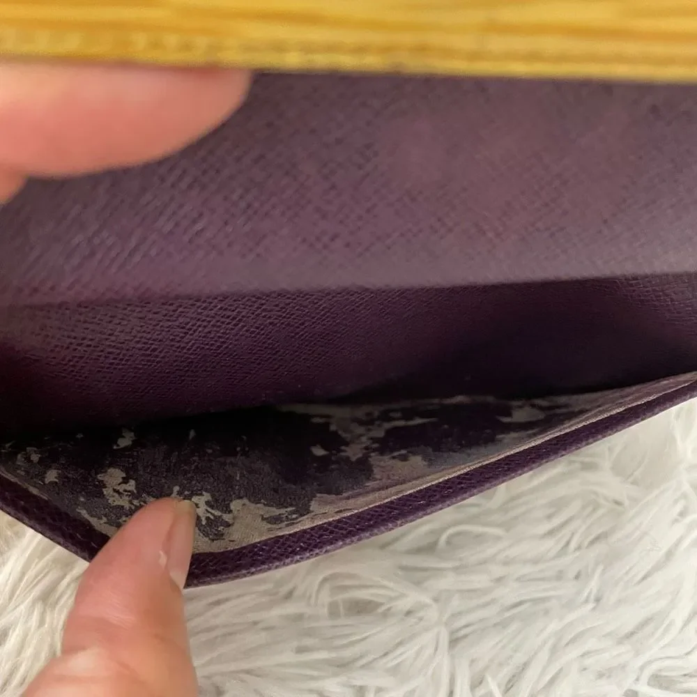 LOUIS VUITTON Trifold‎ Snap Yellow Leather Epi Wallet, Purple Lined